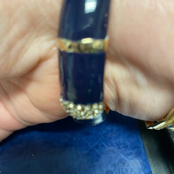 New Landau navy blue enamel bracelet with rhinestone accents - Picture 7 of 7